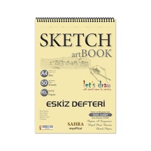 Etika Sahra A4 Spiralli Eskiz Defteri 50 Yaprak, 90 Gr İnce Dokulu Ivory Kağıt Sketchbook, Çizim Ve Boyama Defte