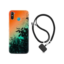 Infinix Smart 4 Kılıf Boyun Askılı Güzel Çiçekler 1712 Siyah