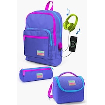 Coral High Kids Lavanta Usb'li 3 Lü Okul Çanta Seti Set0123803 Çok Renkli