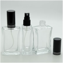 Parfüm Şişesi 50 ML 2 Adet İçbükey Siyah Kapak Plastik Valf Boş Şişe