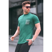 Madmext Koyu Yeşil Regular Fit Yama Cepli Erkek Tişört 6102-koyu Yeşil Koyu Yeşil