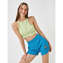 Koton Beli Lastikli Şort Saks 2sal40247ık 2SAL40247IK969 Saks Mavi