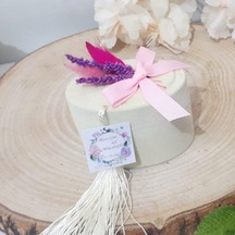 Toptanh.Dükkanı Natural Süslü Flok Oval Kutu Nikah Şekeri(30 Adet)
