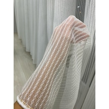 4042 Gümüş Simli Desenli Modern Ekru Tül Perde 1/2,5 Orta Normal Pileli Ekru-gümüş