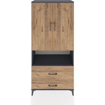 Hyperion Dolap 2 Raflı 2 Çekmeceli Tek Askılı 88x44x195 Antrasit-çam Antrasit