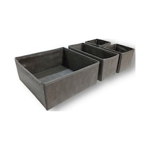 Antrasit 4'lü Çekmece Içi Düzenleyici Organizer Set - Çok Amaçlı Dolap Içi Kutu Seti Kumaş Gri Diğer