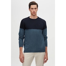 D's Damat Regular Fit Baklava Tüylenme Yapmayan Bisiklet Yaka Erkek Triko Kazak 3HC062ORTBKZK - Lacivert