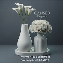 Üçlü Dekoratif Pampas Çiçek Vazosu Seti 13cm - 10cm - 17cm Tepsi 10156972