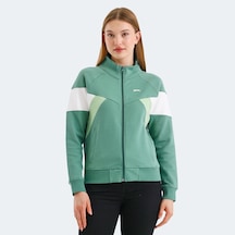 Slazenger VICTORY Kadın Fermuarlı Dik Yaka Cepli Yeşil Sweatshirt