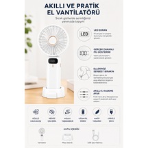 Dijital Göstergeli Şarjlı Mini El Vantilatörü Katlanabilir El Ve Masaüstü Fan 001