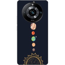 Realme 11 Pro Uyumlu Gezegenler Baskılı Silikon Kılıf Renkli