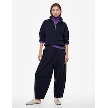 Koton Modal Kumaş Beli Lastikli Cepli Pileli Paperbag Pantolon Lacivert 7wak40090ek
