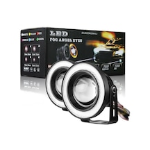 76 Mm Turuncu Mercekli Angel Led Halkalı Sis Far Metal Gövde