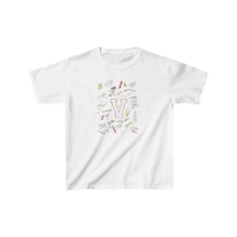 Unisex Çocuk Baskılı T-shirt - Beyaz Siyah