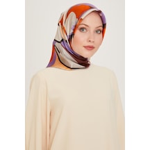 Armine İpek Eşarp 2025 Kış - 9200-06 Twill - Turuncu Gri