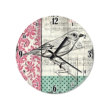 Ahşap Zeminde Müzik Notaları Serçe Duvar Saati Ahşap