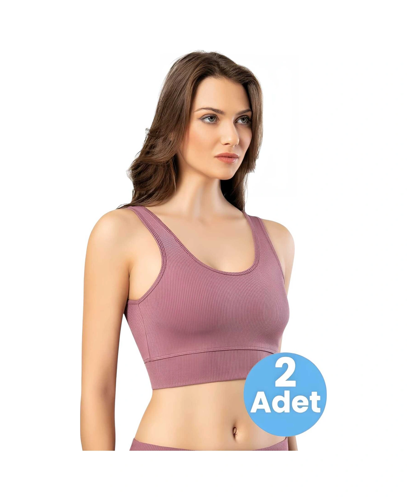 Tezzgelsin Kadın 2'li Kaşkorse Dalgıç Fitilli Pedli Büstiyer Crop Mürdüm Tezzgelsin Kadın 2'li Kaşkorse Dalgıç Fitilli Pedli Büstiyer Crop Mürdüm