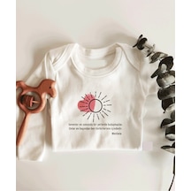 İmaj Tuğbababy Mevlana Sözü Uzun Kol Çıtçıtlı Organik Bebek Body Beyaz