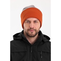 Haki-gri Hünkar Sytle, Çift Renk Çift Katmanlı Katlanabilir Yumuşak Erkek Bere - Standart / Gri-kiremit Gri-kiremit