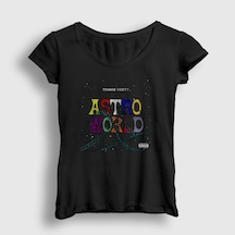 Presmono Kadın Roller Coaster Astroworld Travis Scott T-shirt Siyah