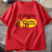 Flood Of Style Erkek Tişört Erkek Pamuk T Shirt Grafik Tee Baskı Rahat O Boyun Streetwear Erkekler Giysiler Kırmızı