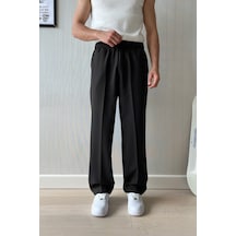 Flaw Atelier Timeless Bel Lastikli Kumaş Pantolon Siyah Siyah