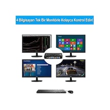 4 Port Kvm Switch Vga + Usb 2.0 - 4 Pc 1 Monitör Klavye Fare Kontrol Cihazı 1080p 30hz - Sürücüsüz
