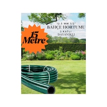 15 Metre Dayanıklı 3 Katlı Bahçe Hortumu 1/2" 12.5 Mm Klasik Sulama Hortumu Ve Yıkama Hortumu