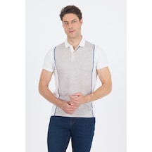 Kısa Kol Baskılı Jakarlı Polo Yaka Cepsiz Slim Fit Tişört 1011250122 Bej