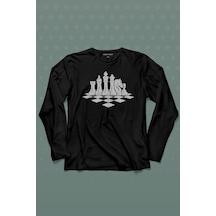Satranç Zeka Strateji Oyunu Santranç Tahtası Uzun Kollu Tişört Baskılı T-shirt 001