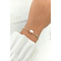 Çlk Accessories Mavi Taş Kelepçe Fil Bileklik Trbilek70028 - Gold