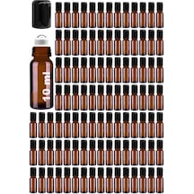 Çelik Roll On Şişesi 10 ML Sızdırmaz Siyah Kapaklı Amber Cam Şişe 100 Adet