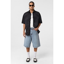 Vamos Oversize Yıkamalı Poplin Gömlek Siyah