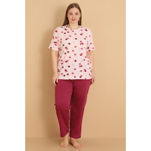 Wordex Mirano 4505 Kısa Kollu Penye Büyük Beden Kadın Pijama Takımı Pembe