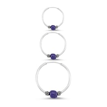 Takı Dükkanı Boncuklu Gümüş Halka Küpe Kombin 10mm + 12mm + 16mm wsk09t