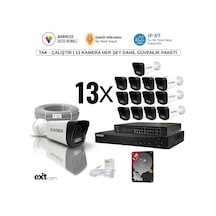 13'lü Ip-5mp-poeli-sesli -gece Renkli- Su Geçirmez- Full Hd-1tb-güvenlik Kamera Seti