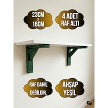 Raf Altı Ahşap Tutucu L Raf Ahşabı Duvar Sabitleyici Ahşap Yeşil 4 Adet 23x16cm Beyaz Çam
