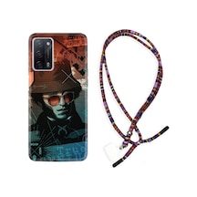 Oppo A55 Kılıf Rasta Boyun Askılı Hard Brain Work 1646 Siyah