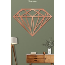 Elmas Geometrik Metal Duvar Tablosu - Metal Duvar Sanatı - Bronz - 35 X 50 Cm