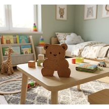 Ahşap Ayıcık Figürlü Eğitici Çocuk Yapbozu - Doğal Ahşap Oyuncak Teddy Bear Puzzle Oda Dekoru