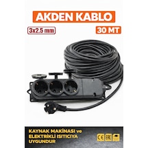 Kablo 30metre 3x2,5mm 3 Lü Uzatma Kablosu Tam Kesit Kaynak Makinası Kullanıma Uygundur 30 M
