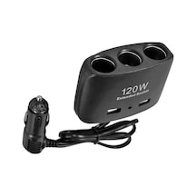 ENERJİ SOKETİ ÇAKMAKLIK ÇOĞALTICI 3 GİRİŞLİ ÇİFT USB'Lİ 12V-24V