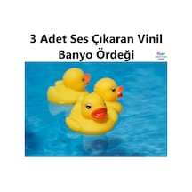 3 Adet Ses Çıkaran Vinil Ördek Banyo Oyuncağı Sevimli Ördekler 5 Cm.