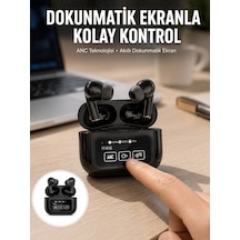 Northcity Yeni Nesil Anc Özellikli Dokunmatik Ekranlı Bluetooth Kulaklık Siyah - Otomatik Bağlantı Ve Powerbank Özellikli