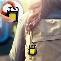Mini 30 Ledli Mıknatıslı Anahtarlık Flash Kamp Lambası Askılı Kapak Açacaklı Şarjlı Fener Siyah