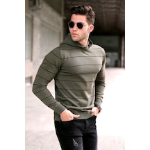 Madmext Haki Kapüşonlu Erkek Kazak 5623 Haki