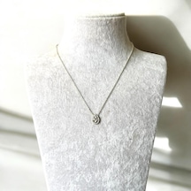 Oval Minik Taşlı Baget Çelik Kolye Gri