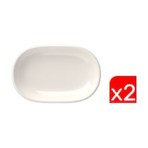 Tabak Evi Porselen Magnus Oval Kayık Tabak 13,50x8,50x2,50cm 2 Li Krem