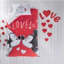 Taç Lisanslı Disney Minnie&Mickey Lovely %100 Pamuk Tek Kişilik N