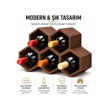 Kahverengi Modern Şarap Stand 5 Hazneli Şık Tasarım Şarap Şişe Organizer Stand
